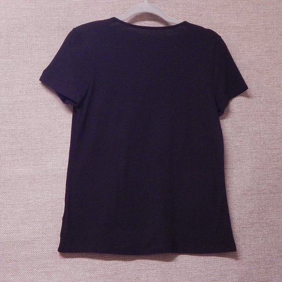 CROFT & BARROW Embroidered Ladies Top == Size Small == Black W/ White - Picture 2 of 7